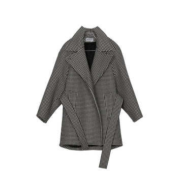 Balenciaga Houndstooth Check Wool Cashmere Coat 595303 48512347