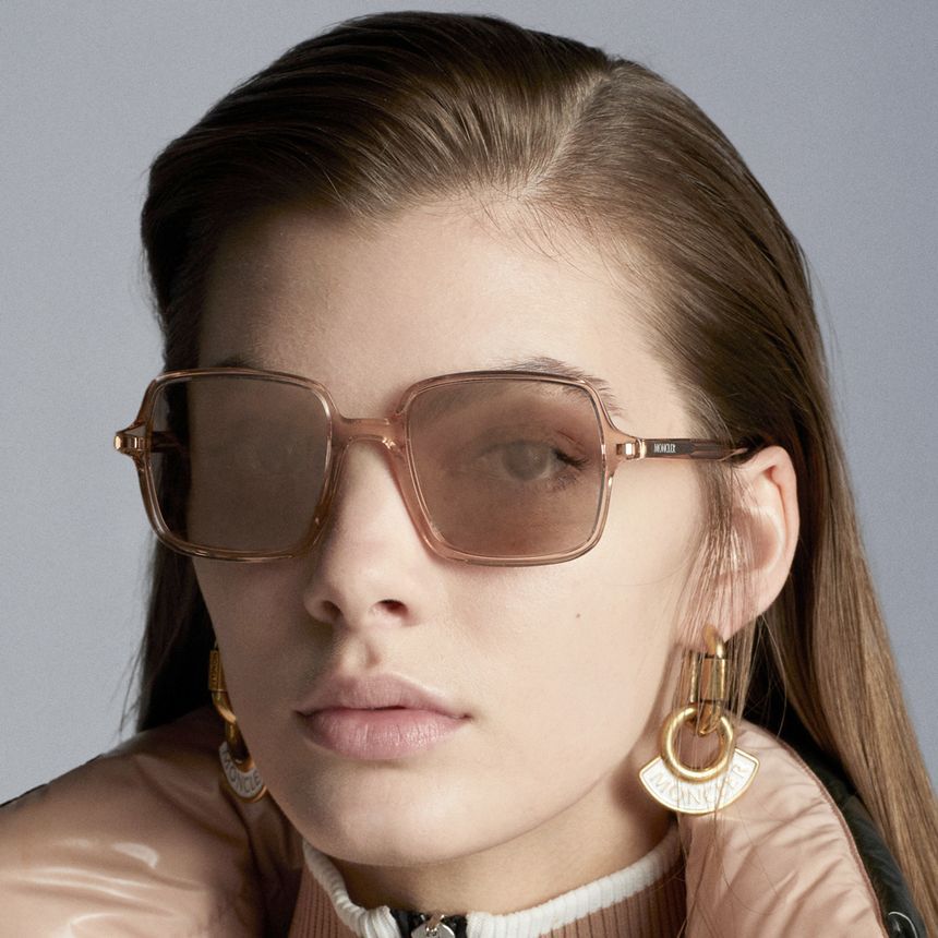 Moncler Sunglasses ML0212 72Z Luxury Square Transparent Horn