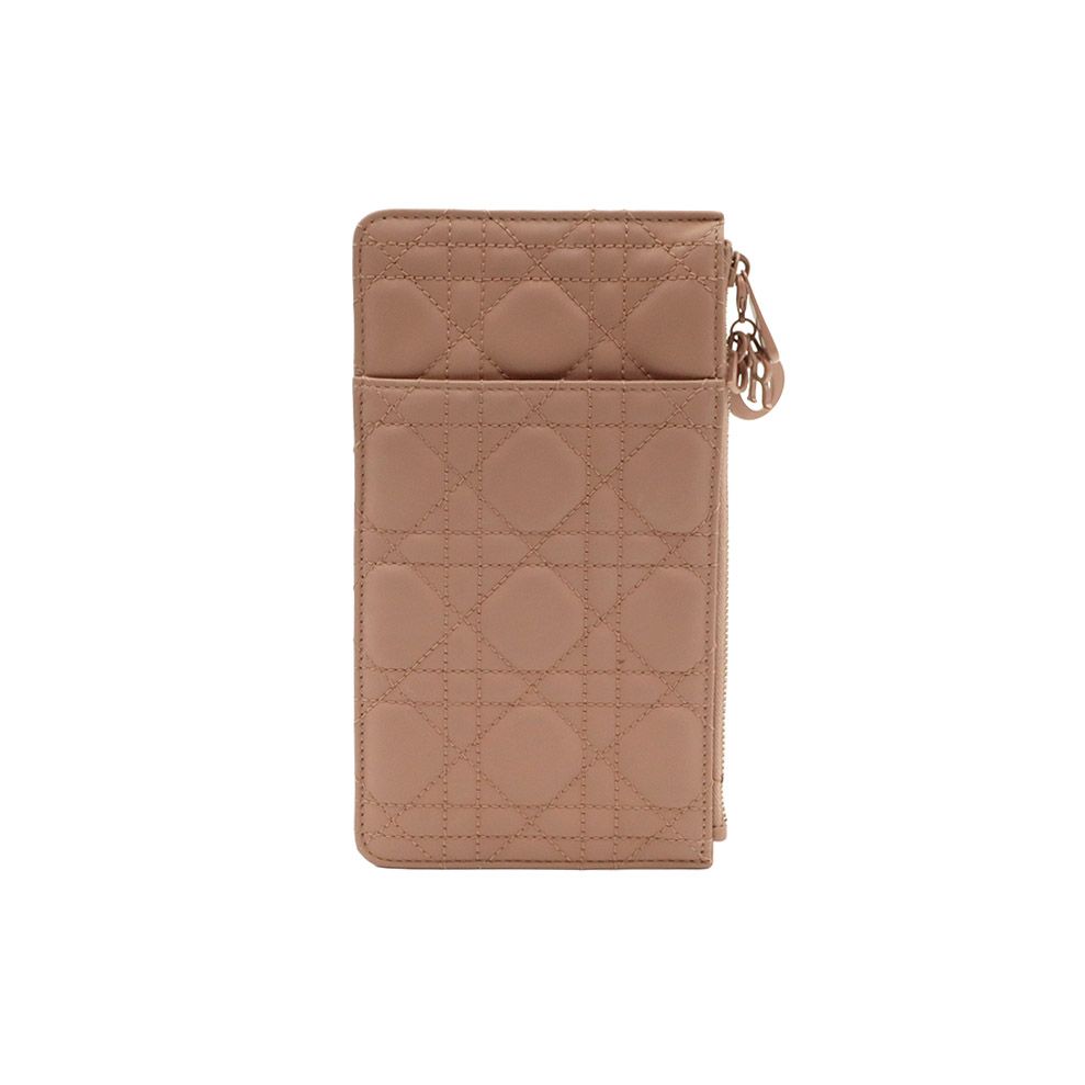 Dior Indi Pink Ultra Matte Cannage Calfskin Lady Cardholder Zip