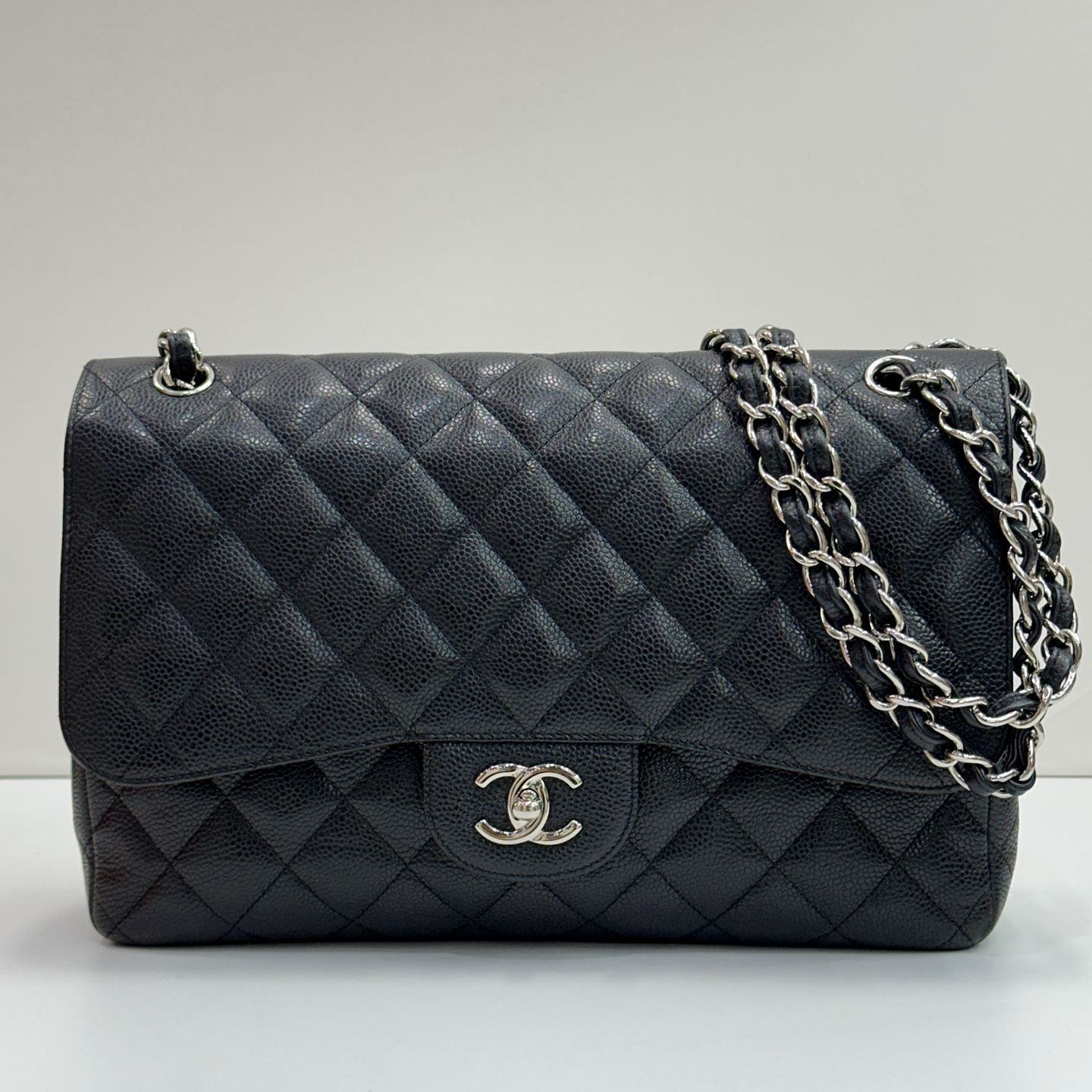 CHANEL Classic Flap Bag Large Black Caviar Silver A58600 76805459