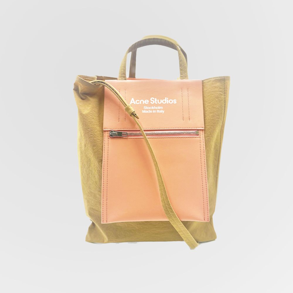 Acne Studios Baker Out Pocket Tote Bag Medium Brown Pink C10069