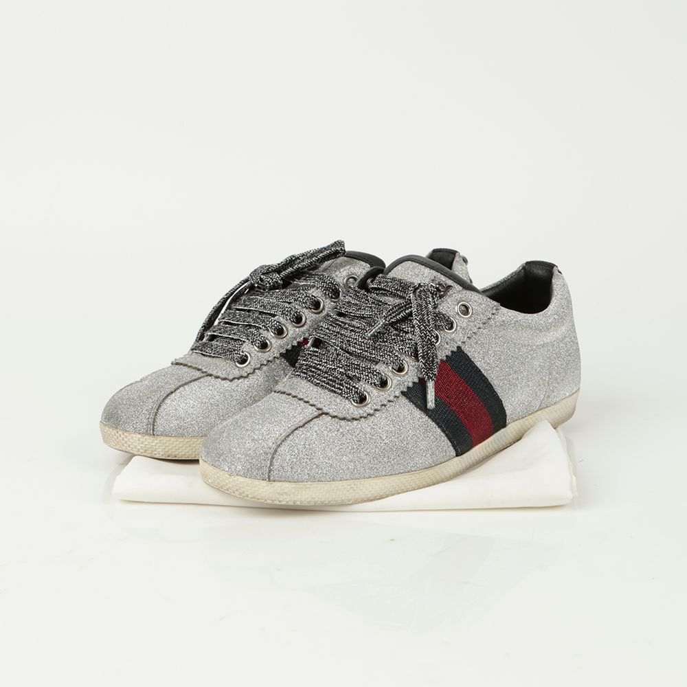 Gucci Glitter Web Stud Bambi Sneakers 111237455 – trenbe