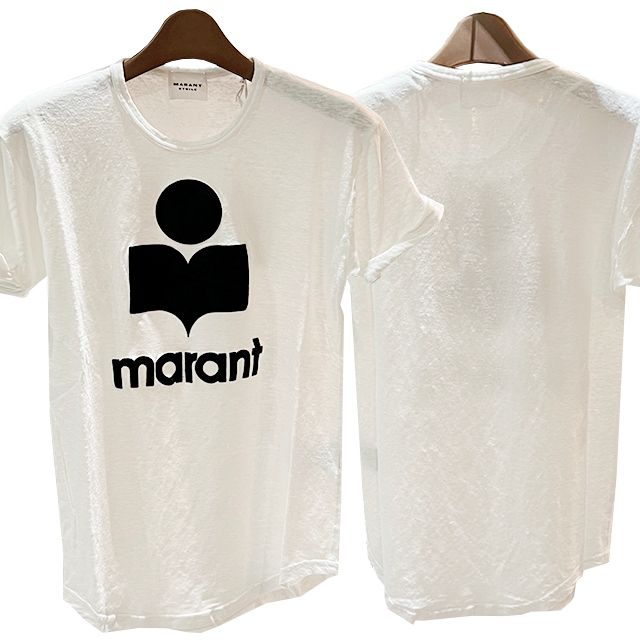 Isabel Marant Etoile KOLDI Linen Black Logo T-Shirt White