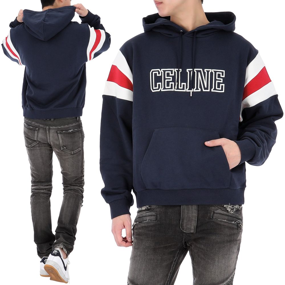 【CELINE】HOODIE●RY08X510ZFZQ7 Celine 25SS Logo Cotton Fleece Hoodie RY08X510Z FZQ7