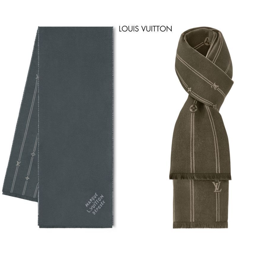 Louis Vuitton Monogram Stripe Scarf Khaki M90732 111219691 – trenbe