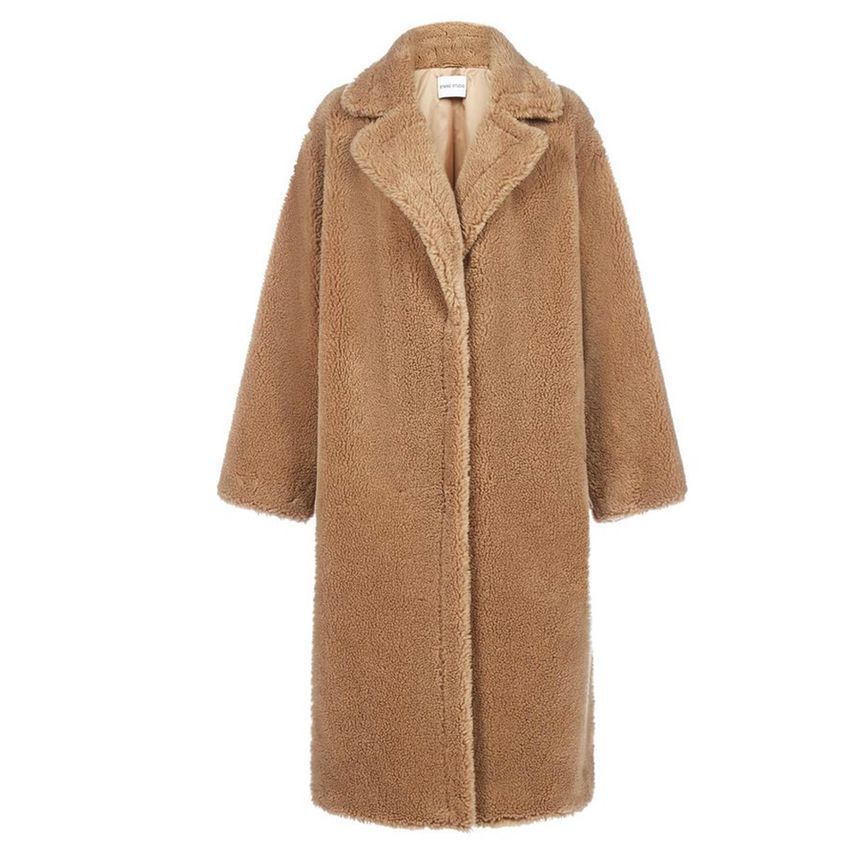 Stand Studio Maria Fur Teddy Long Coat Sand 61122 9040 10500