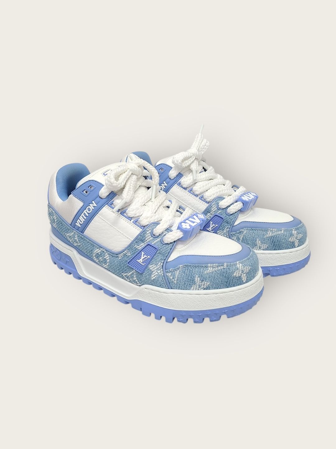Louis Vuitton Blue Monogram Denim LV Trainer Maxi Sneakers