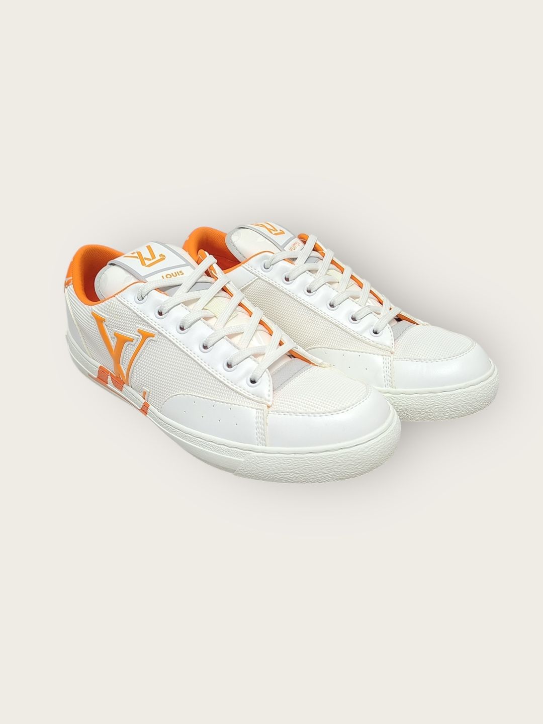 Louis Vuitton White Orange LV Charlie Sneakers 142785214 – trenbe