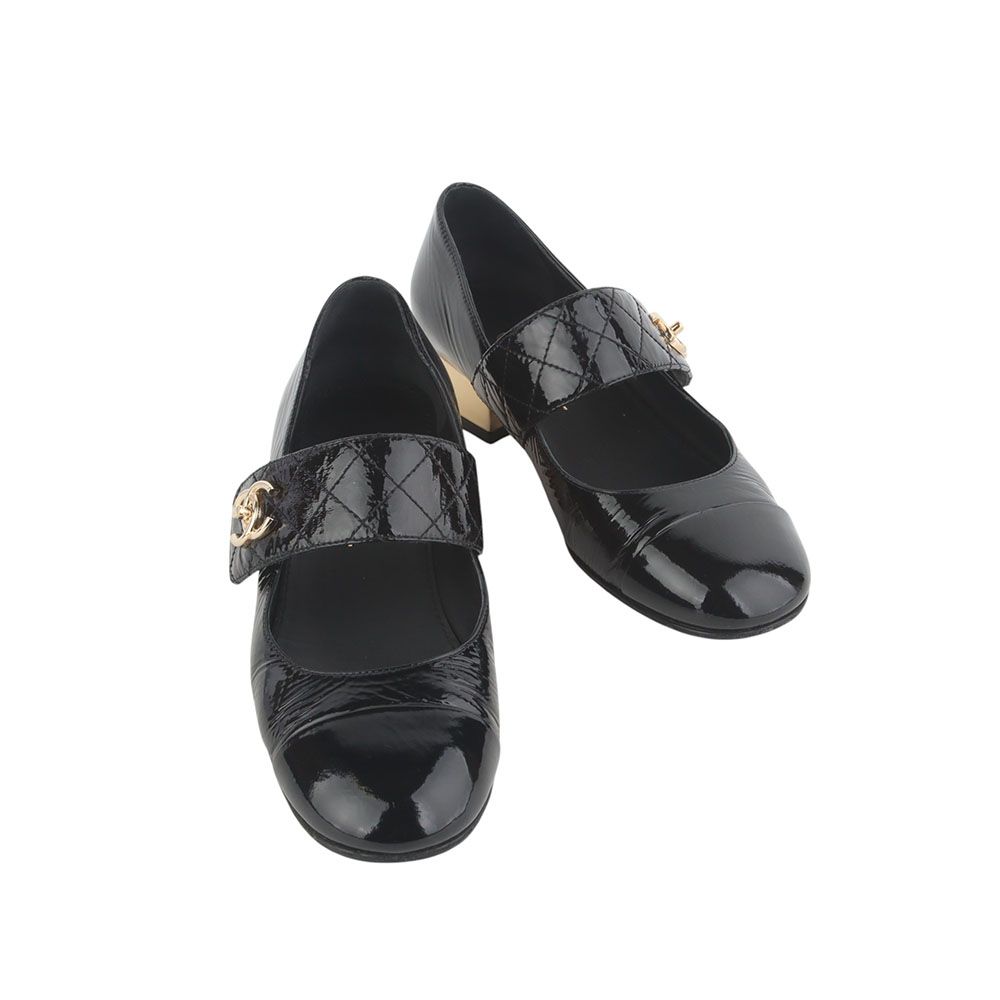 CHANEL Mary Jane Patent Flat Shoes 38 142905728 – trenbe