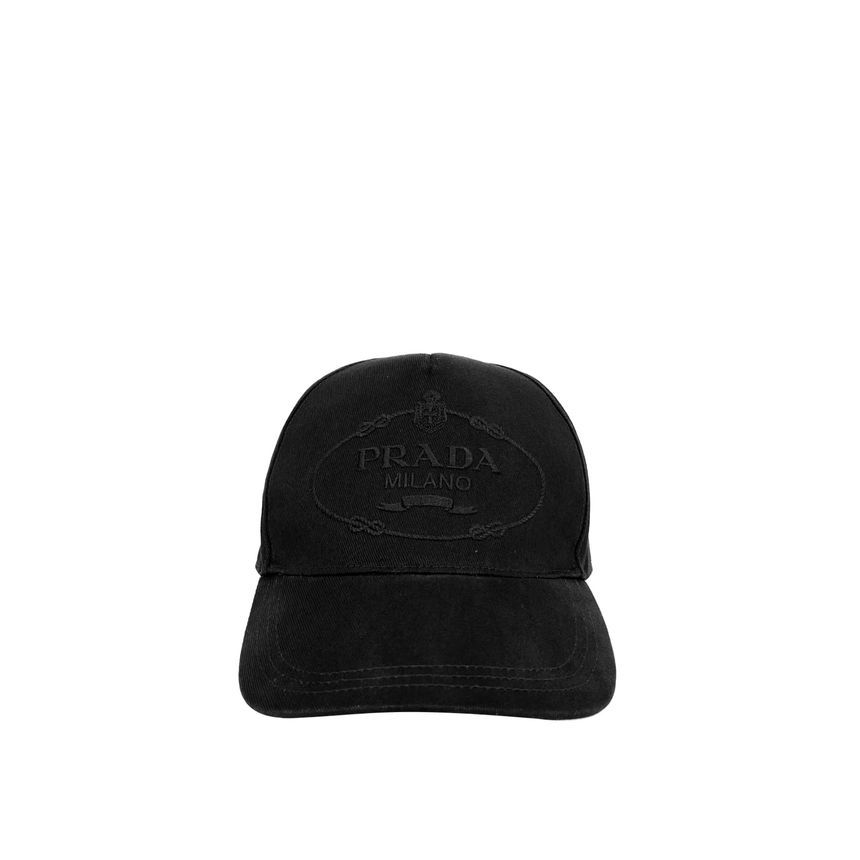 Prada Embroidered Logo Cotton Baseball Cap Black S 143525227 – trenbe