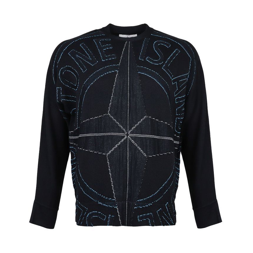 Stone Island Signature Embroidered Logo Jacquard Pullover Knit