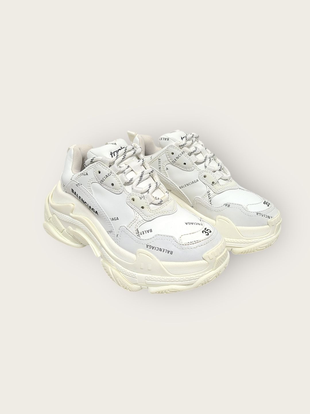 Balenciaga White All-Over Triple S Sneakers 146278134 [P] – trenbe