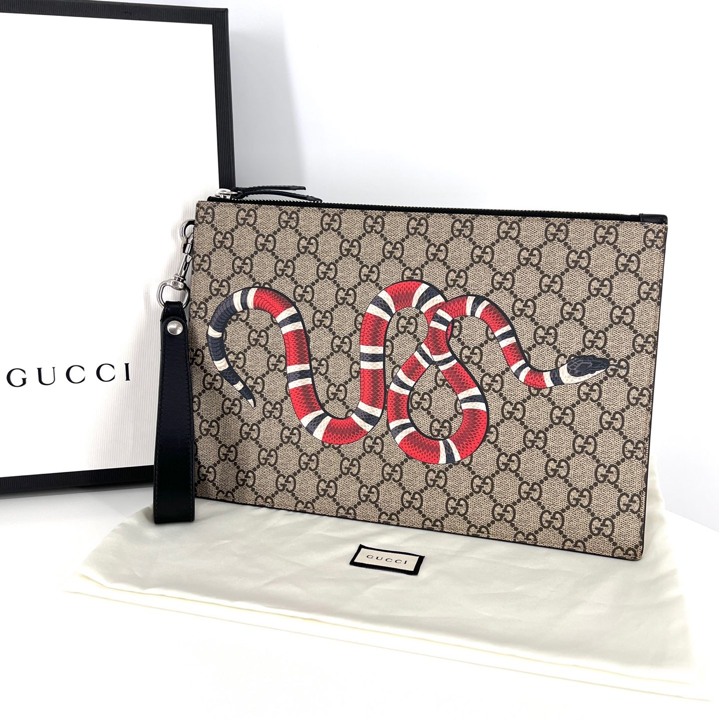 Gucci Snake GG Supreme Clutch Bag 473904 146791675 – trenbe
