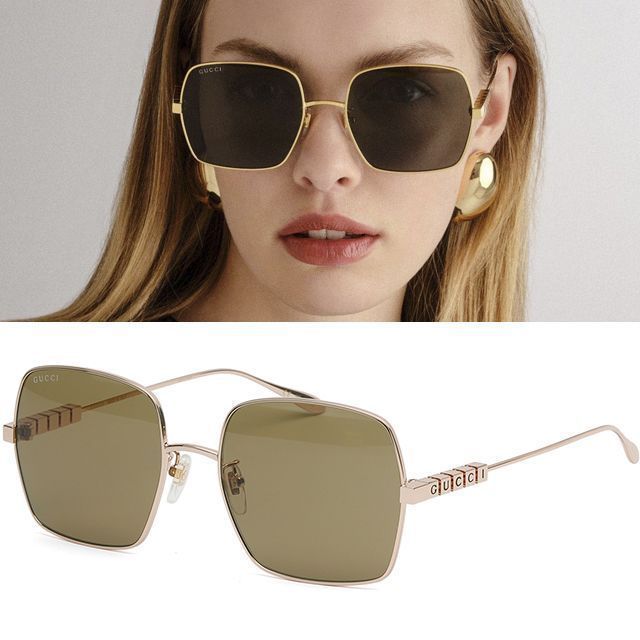 Gucci Sunglasses GG1434S Luxury Metal Square Oversized 126840890
