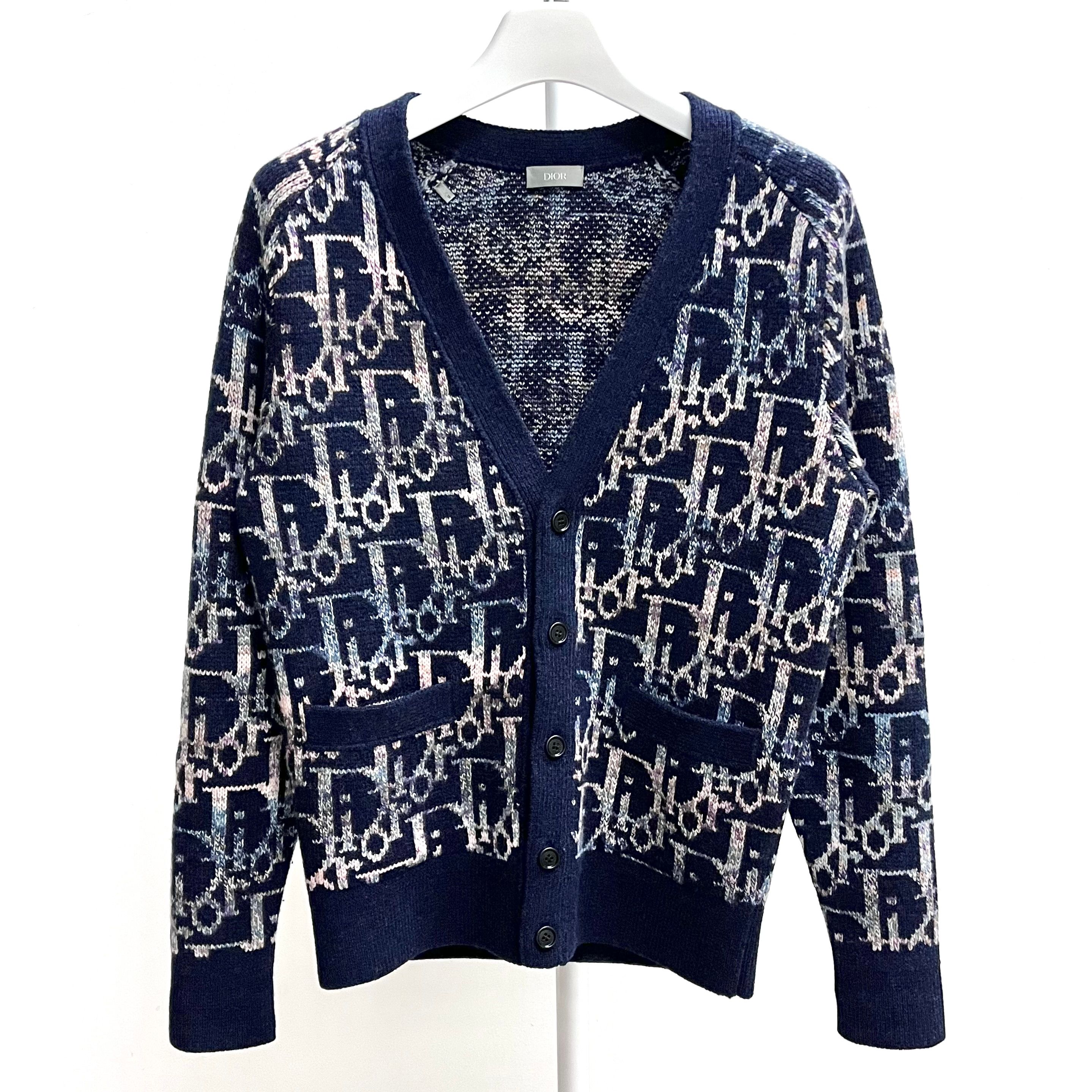 Dior Oblique Jacquard Cardigan Blue 150540999 – trenbe
