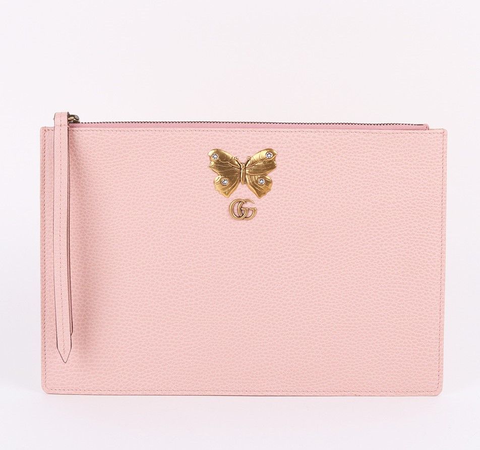 Gucci Pink Leather Butterfly Clutch Bag 499364 26582959 – trenbe