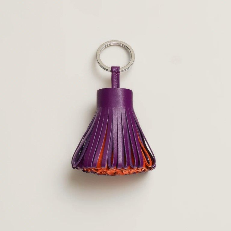 Hermes Carmen Leather Tassel Keyring Violet Conalin 6675574652
