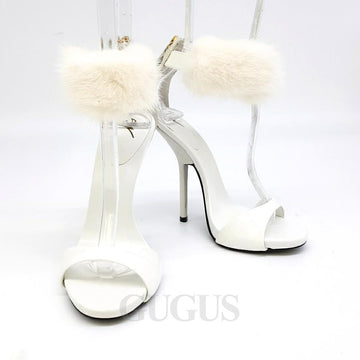 Giuseppe Zanotti White Fur Sandals 123969