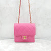 CHANEL ピンク クラシック ミニ チェーン フラップバッグ 内蔵チップ 7807 163156083 [P]