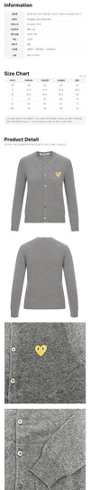 Comme Des Garcons Cardigan with Gold Heart Patch Grey 159677187 [P]