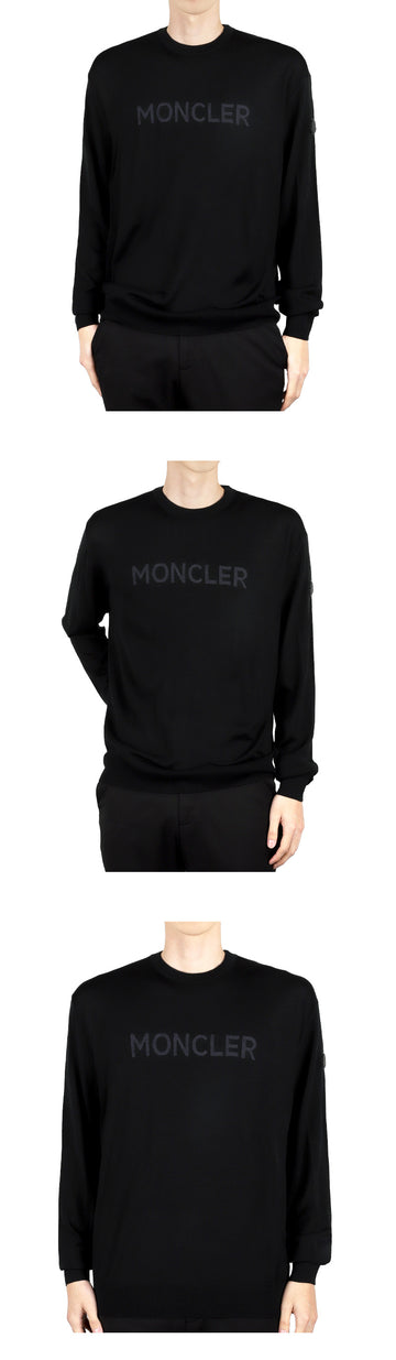 MONCLER モンクレール メンズ ロゴ プリント ウール セーター ニット (ブラック) 9C00011 M1180 999 119570296