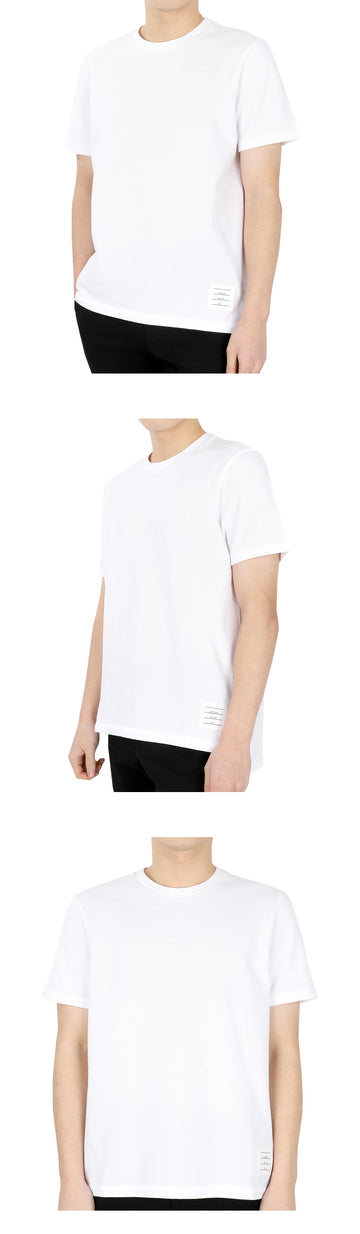 Thom Browne Men's Back Three-Line Stripe Short Sleeve (White) MJS056A 00050 100 75205733