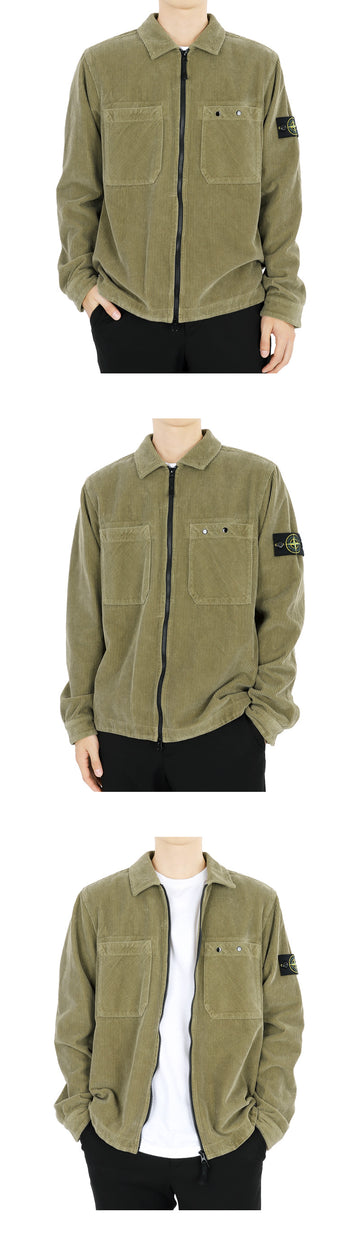 Stone Island 24 F/W Stone Men's Wappen Patch Corduroy Overshirt Zip Jacket (Beige) 811511604 V0094 105397801 [P]