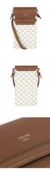 Celine Triopé Flap Phone Pouch Crossbody Bag (White/Tan) 10G332CQD 01TA 112720655 [P]