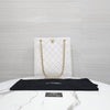 CHANEL Classic CC Logo Shopper Bag White Gold 10093 163155919 [P]