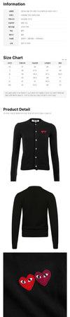Comme Des Garcons Double Heart Patch Cardigan Black AX-N057-051-1 159677204 [P]