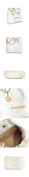 CHANEL Weißes Leder mit goldener Verzierung 30 162888472 [P]