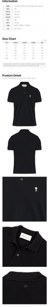 AMI Heart Small Logo Polo T-Shirt Black 160713958 [P]