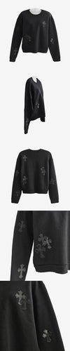CHROME HEARTS レザー パッチ トレーナー ブラック 94VZX9ZU 162874337 [P]