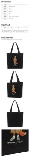 MAISON KITSUNE Hochwertige tote Tasche mit Fuchsdesign in Schwarz 159639518 [P]