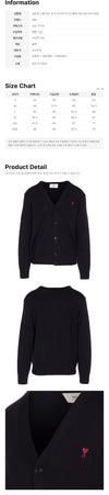 AMI Small Heart Logo V-Neck Cardigan Black 26FW 160766043 [P]