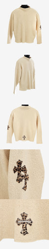 Chrome Hearts Leopard Cross Patch High Neck Knit Ivory XSM/SML 162850865 [P]