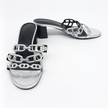 HERMES Hermès Tandem Pantolette Silber 6871952
