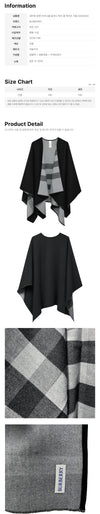 BURBERRY Reversible Solid Check Wollcape Charcoal 26FW 159638608 [P]