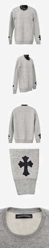 Chrome Hearts Leather Patch Paper Jam Crew Neck Grey 8W256OMN 162850197 [P]