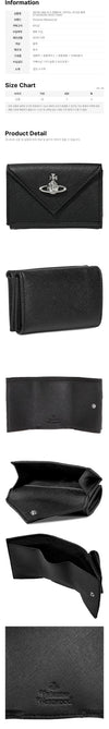 Vivienne Westwood ORB Logo Envelope Saffiano Wallet Black 161372727 [P]