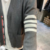 THOM BROWNE 4-Bar Strickjacke mit diagonaler Borte in Mid Gray 123467478 [P]