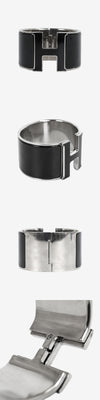 Hermes Click-Clack Bracelet Black & Silver W15TV0GL 162886162 [P]