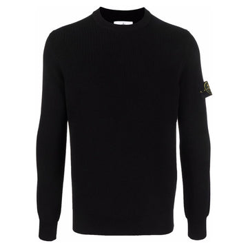 STONE ISLAND Stone 22SS Wappen Rippstrickpullover Schwarz 7615550D8 V0029 30009845