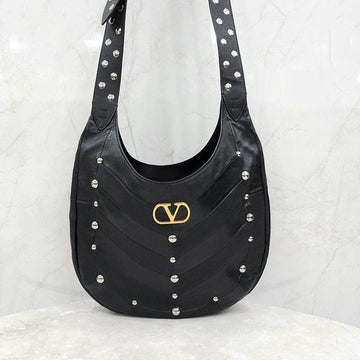 Valentino Chevron Stud Nappa Leather Hobo Bag 7105 16048507 [P]