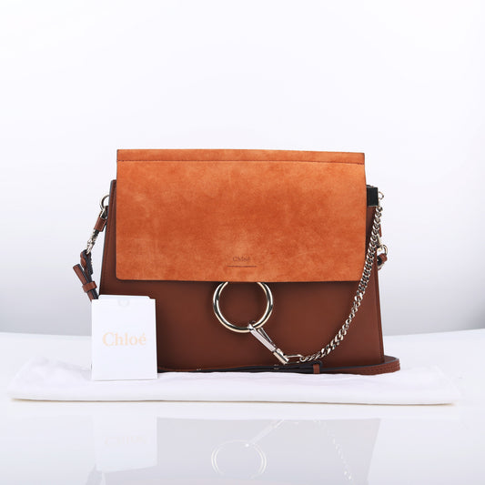 CHLOE CHC17SS231H2O236 ブラウン レザー＆スウェード フェイ ショルダーバッグ 15764793