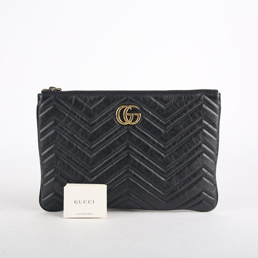 GUCCI GGマーモント パウチ ブラック レザー 525541 16737842