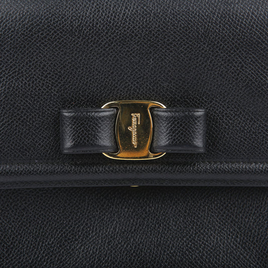 SALVATORE FERRAGAMO 21 G646 ミニ ブラック レザー キャリー トート 兼 ショルダーバッグ 16426549