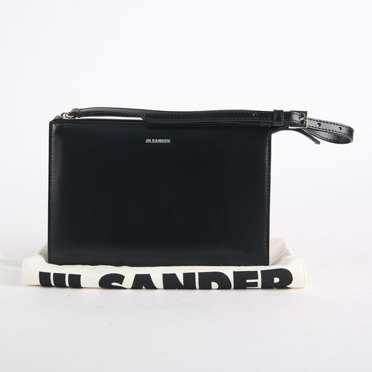JIL SANDER ブラックレザートゥーティクラッチバッグ 16440581