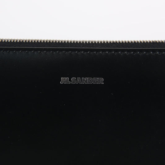 JIL SANDER ブラックレザートゥーティクラッチバッグ 16440581
