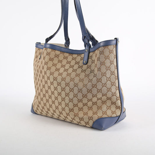 GUCCI ジャカードブラウンレザー トリミングショルダーバッグ 247209 17019940